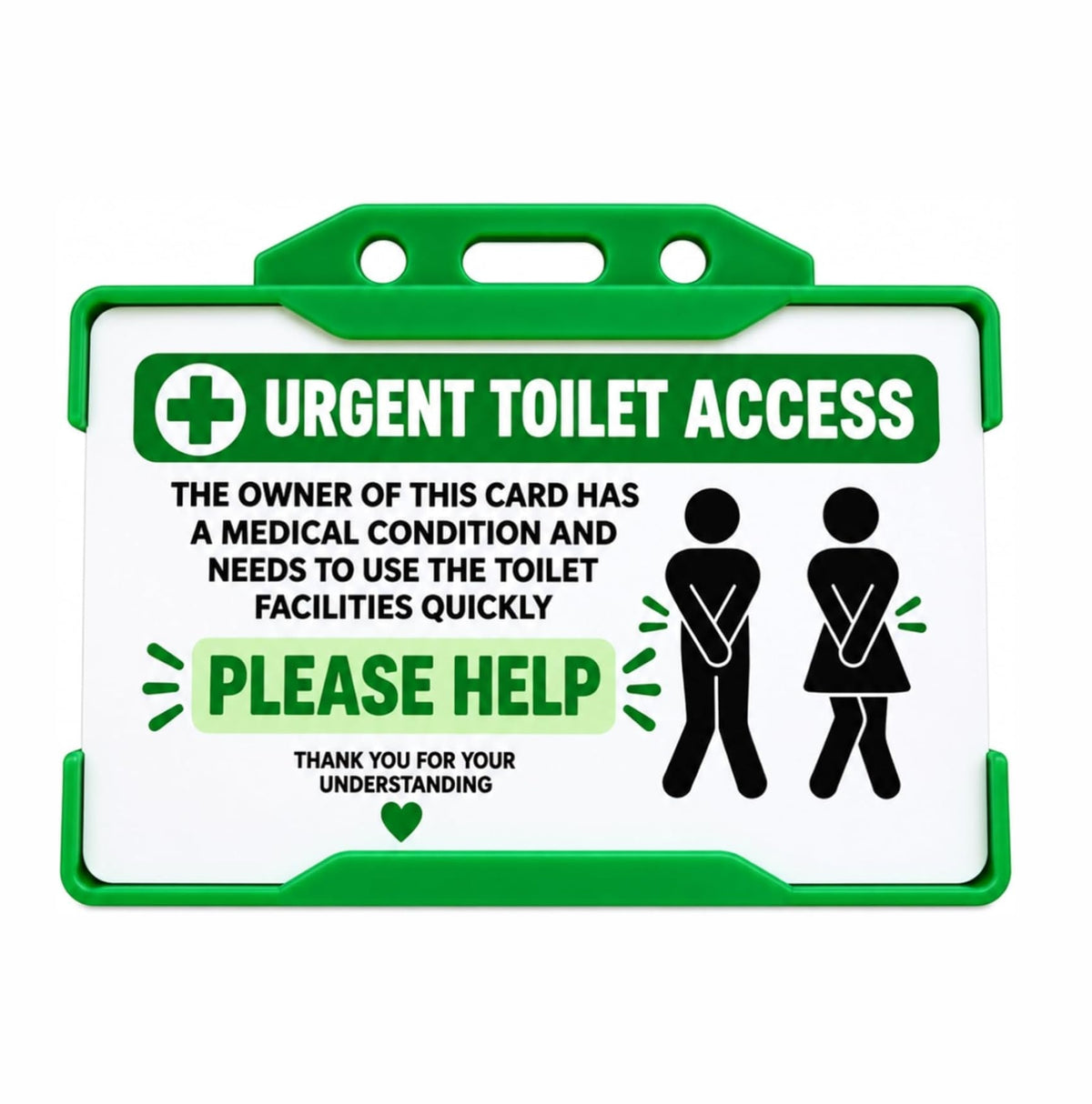 Urgent Toilet Access Card | Wallet Size Medical Card for Urgent Toilet Access | Hidden Disability Support for Bladder & Bowel Conditions