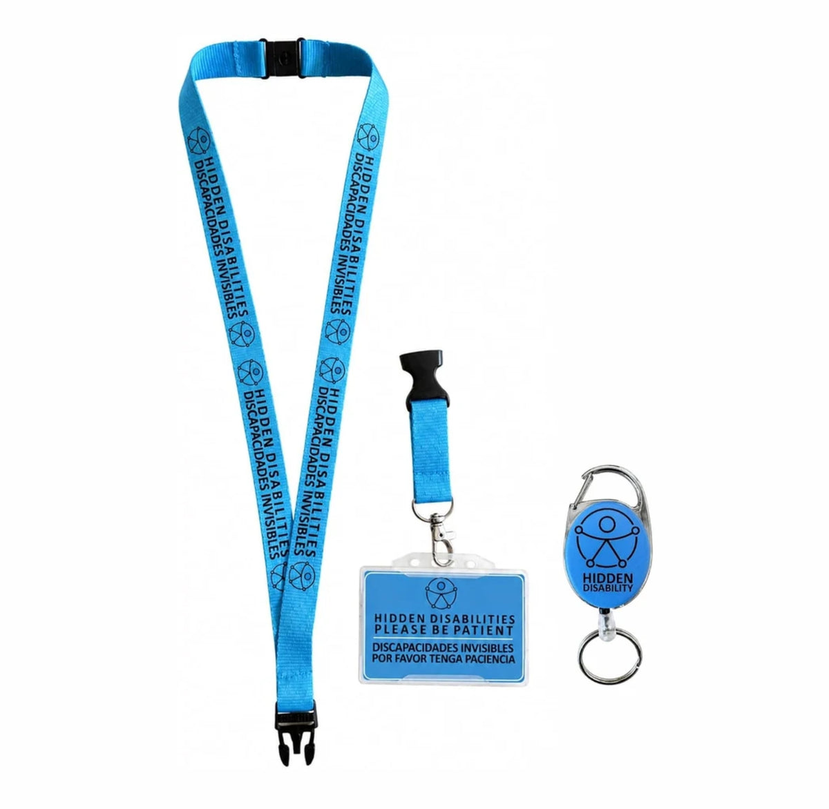Hidden Disabilities Awareness Lanyard Set – Multilingual Travel Support Aena Invisible Disability Badge.
