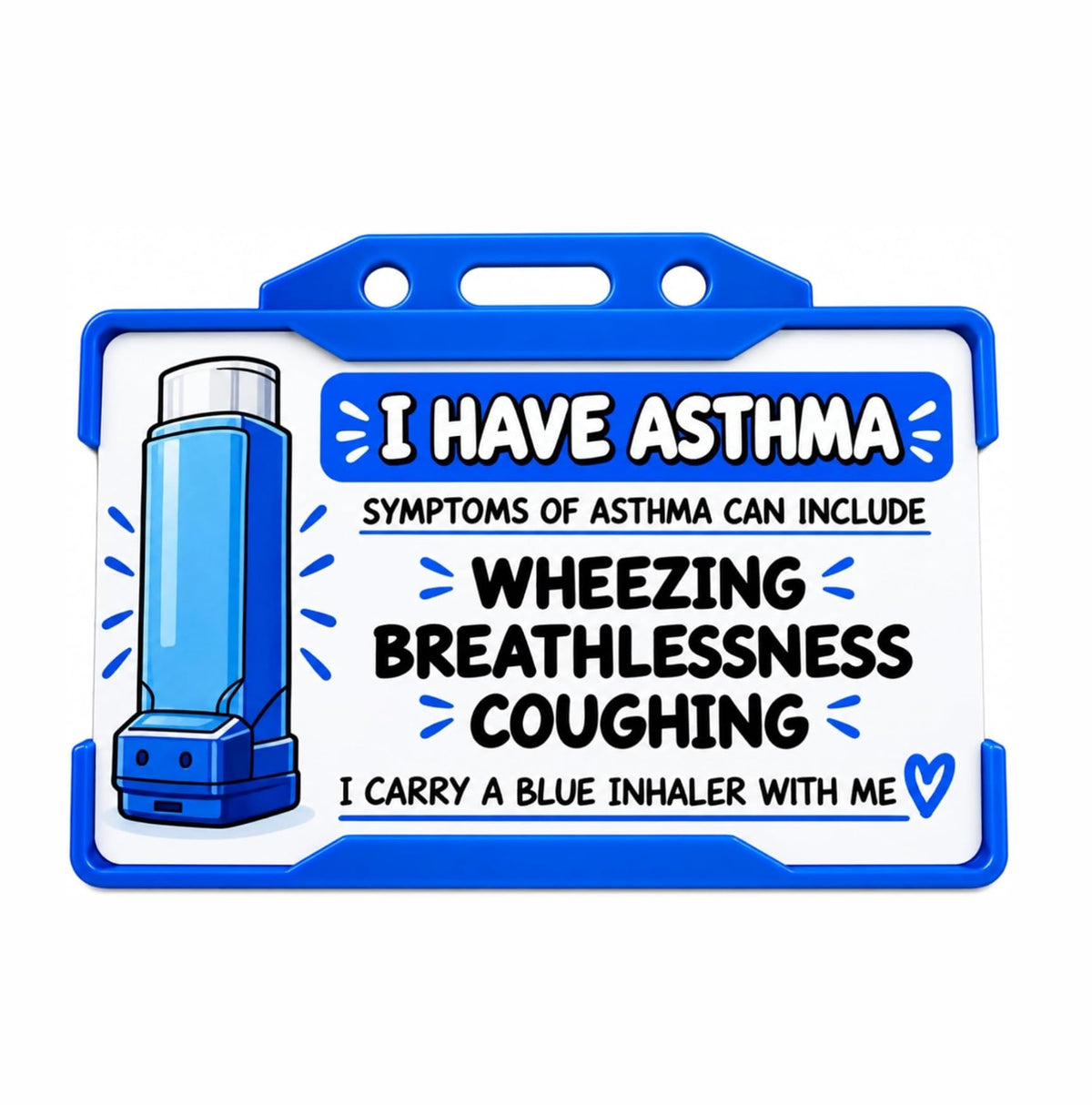 Asthma Awareness Medical Card Credit Card Size with Card Holder
