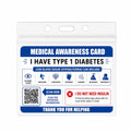 Type 1 Diabetes Medical Alert ID Card with Clear Card Holder