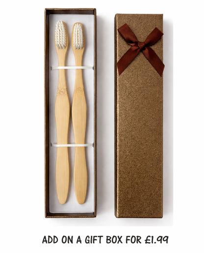 2 x Personalised Hands Off bamboo Toothbrush