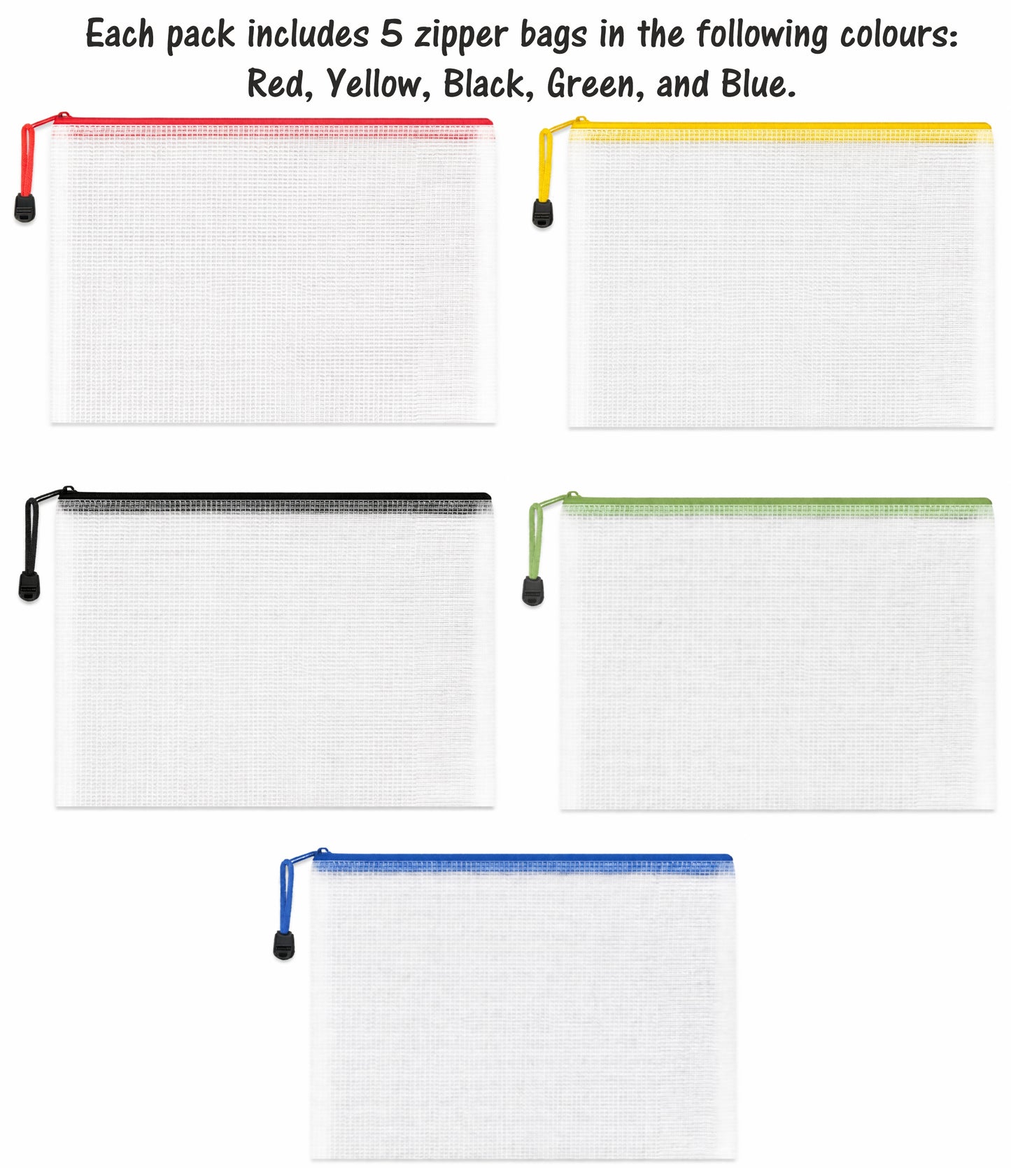 Personalised Zip Lock Mesh Document Wallet – Custom Zipper File Bag for Office, School, Travel & Home