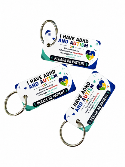 Autism Awareness Hidden Disability Keyring Tags Pack of 3