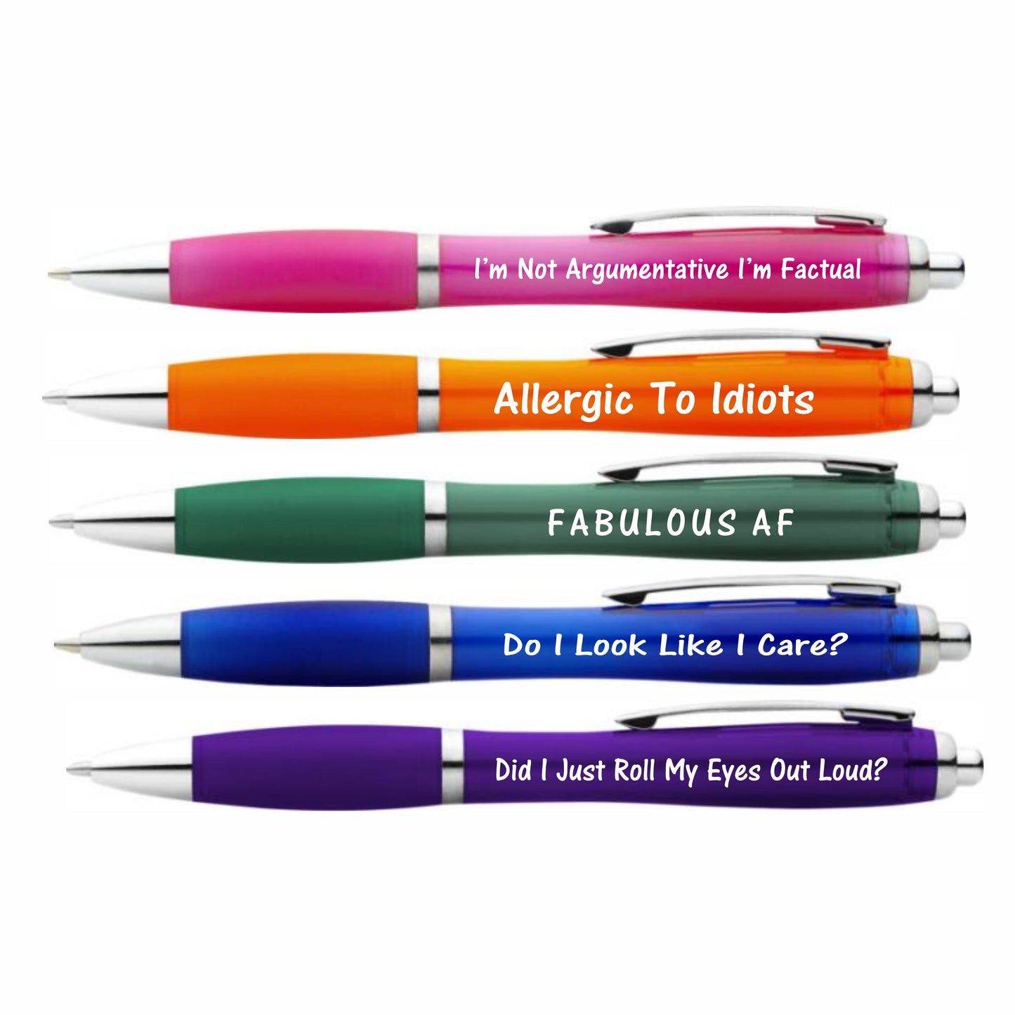 5 Pack Novelty Funny Ballpoint Pen Set, Humorous Slogans, for Colleagues, Women, Men