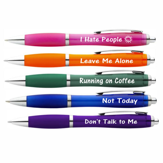 5 Pack Novelty Funny Ballpoint Pen Set, Humorous Slogans, for Colleagues, Women, Men