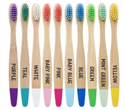 Personalised 2x Kids Bamboo Toothbrush with Name