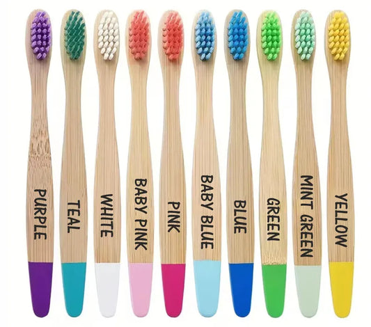 Personalised 2x Kids Bamboo Toothbrush with Name