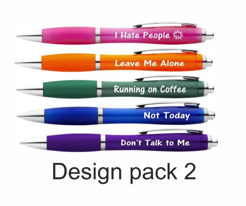 5 Pack Novelty Funny Ballpoint Pen Set, Humorous Slogans, for Colleagues, Women, Men