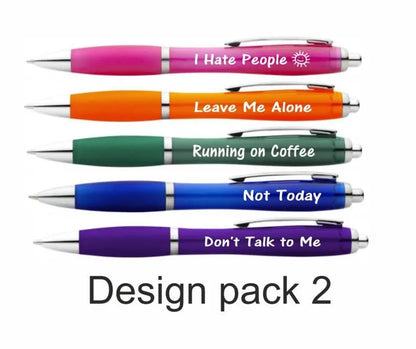5 Pack Novelty Funny Ballpoint Pen Set, Humorous Slogans, for Colleagues, Women, Men