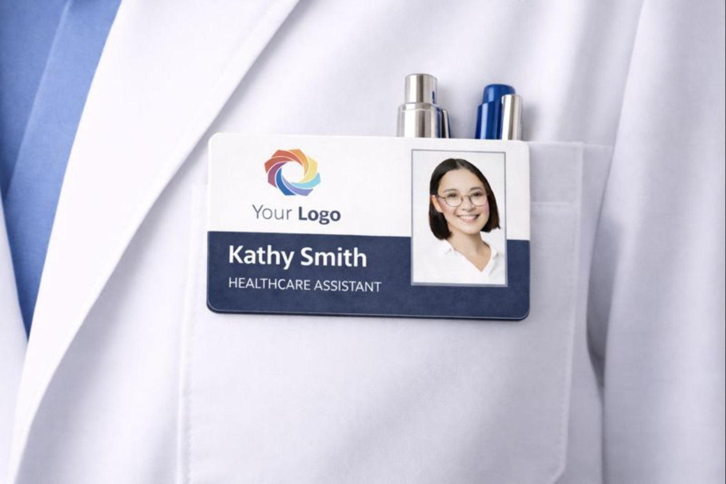 Personalised ID Name Badge with Photo, 76x38x3mm