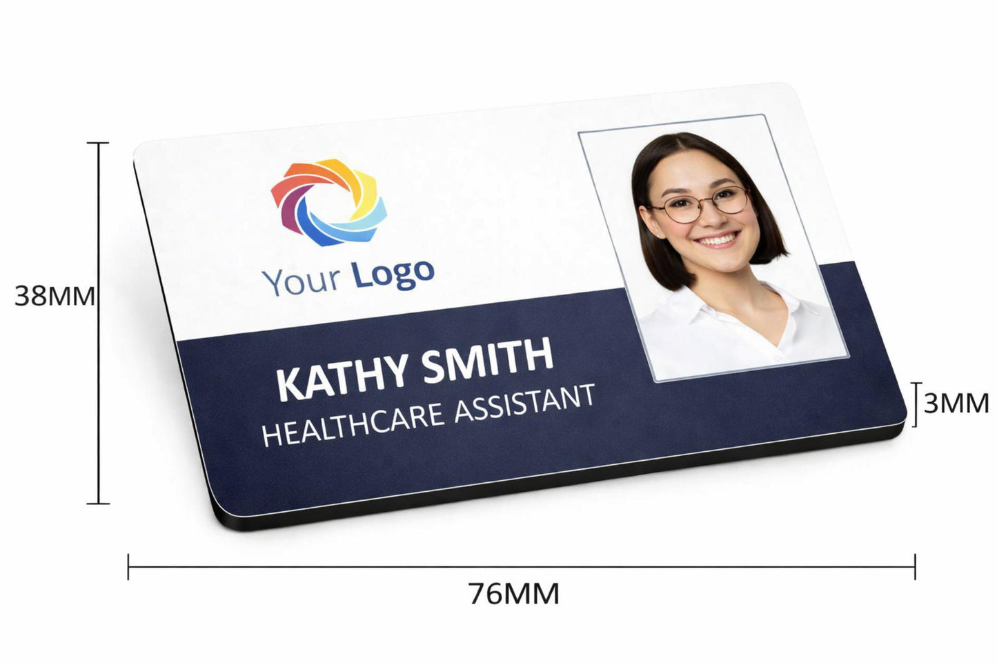 Personalised ID Name Badge with Photo, 76x38x3mm