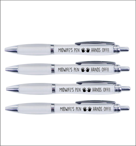 4 x Midwife's pen "HAND'S OFF"