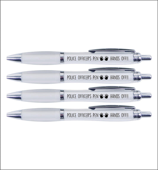 4 x Police officer's pen "HAND'S OFF"
