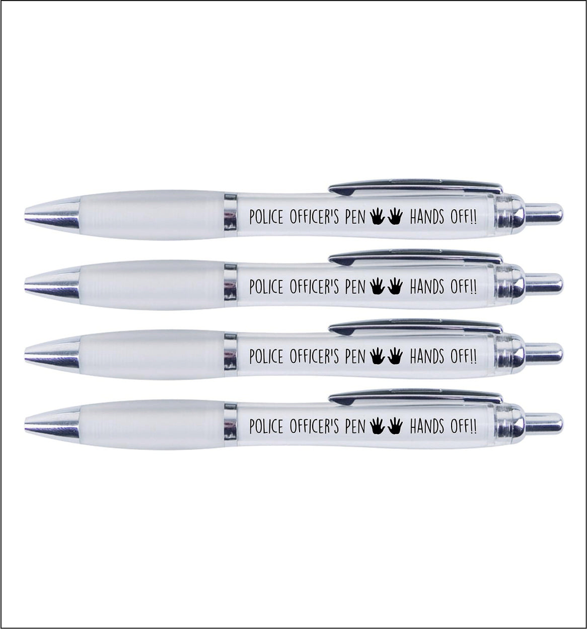 4 x Police officer's pen "HAND'S OFF"