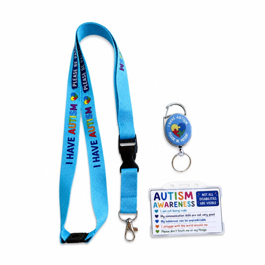 Autism Awareness Lanyard Set | Badge Holder, Retractable Reel, Hidden Disability