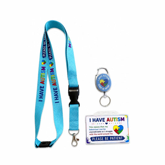 Autism Awareness Lanyard Set | Badge Holder, Retractable Reel, Hidden Disability