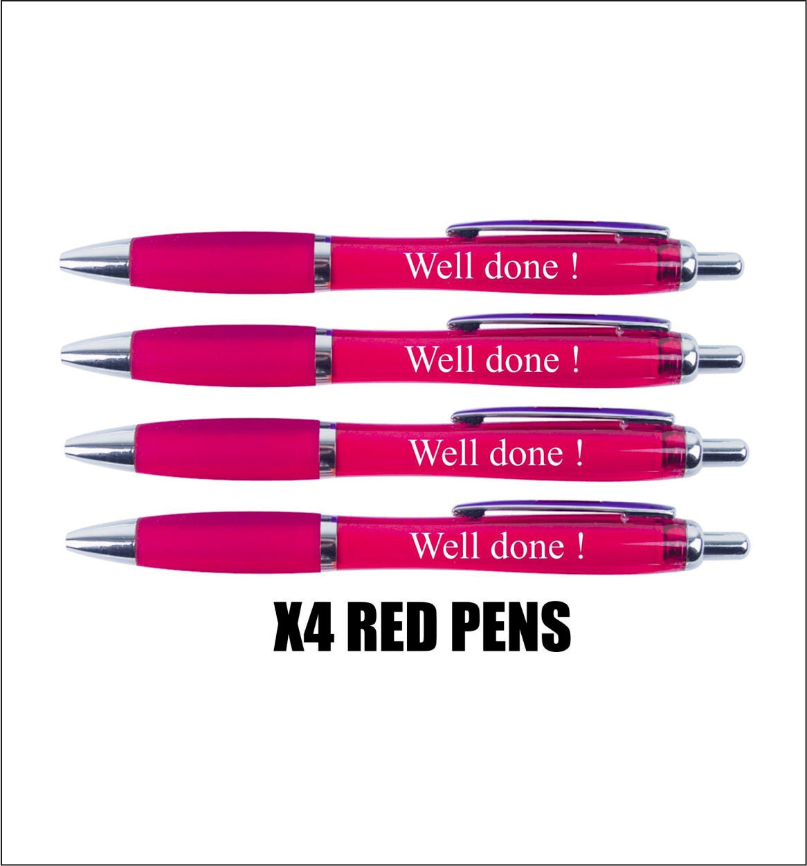 4 x Red well done Pens